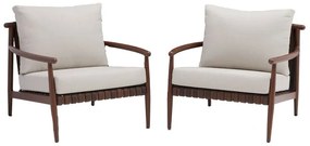 Poltrona da giardino con cuscino beige e braccioli Retro NATERIAL, struttura in alluminio marrone seduta in alluminio beige, L 82.5 x H 70 x P 86 cm, set da 2 pezzi