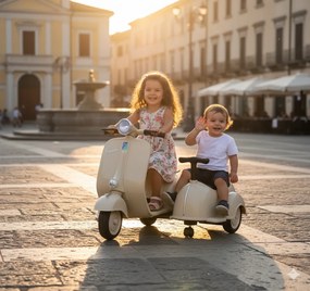 Piaggio Vespa con Sidecar Small Elettrica 6V per Bambini Crema...