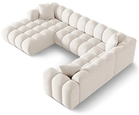 Divano angolare color crema (con penisola a destra/a U) con rivestimento in ciniglia Treno – Cosmopolitan Design