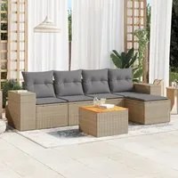 Set Divano da Giardino 6 pz con Cuscini Beige in Polyrattan 3225422