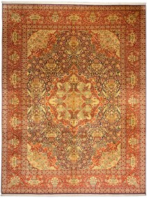Cashmere Silk Tappeto 370x270 Beige (Indian) Annodato A Mano