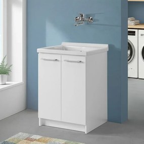 Mobile lavatoio 61x61 cm a due ante con vasca in ceramica Revine