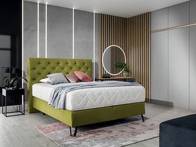 Letto matrimoniale boxspring Hannover - 160 x 200 cm , Tessuto verde chiaro