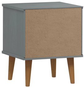 Comodino MOLDE Grigio 40x35x48 cm in Legno Massello di Pino