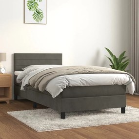Giroletto A Molle Con Materasso Grigio Scuro 100x200 Cm Velluto /