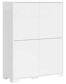 Madia e Porta TV Lumina con ante in bianco lucido e cashmere, Bianco Lucido / Credenza Alta