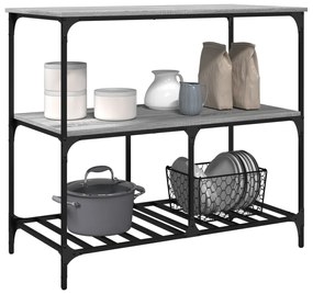 Carrello cucina grigio sonoma 100x50x95 cm in legno multistrato