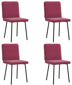 Sedie Da Pranzo 4 Pz Rosso Vino İn Velluto /