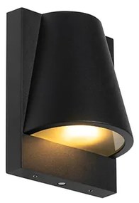 Lampada da parete per esterni nera IP44 con sensore crepuscolare - Femke