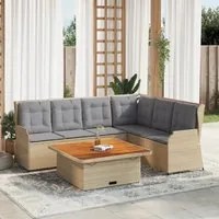 Set Divani da Giardino 5 pz con Cuscini in Polyrattan Beige 3262617