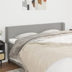 Testiera Ad Orecchio Grigio Chiaro 183x16x78/88 Cm İn Tessuto /