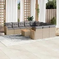 Set Divani da Giardino 12 pz con Cuscini Beige in Polyrattan 3258839