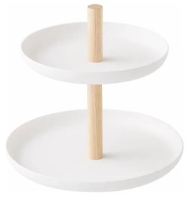 Supporto bianco con 2 vaschette e dettagli in faggio Tosca - YAMAZAKI