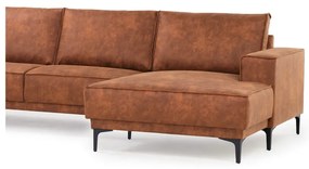 Divano angolare in similpelle marrone cognac (angolo destro) Copenhagen - Scandic