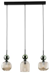 Lampadario a sospensione su cavo SOPHIA 3xE14/10W/230V nero/verde/beige fumé