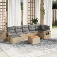 Set Divano da Giardino 8 pz con Cuscini Beige in Polyrattan 3224673