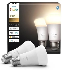 Confezione da 2 lampadine LED dimmerabili Philips Hue WHITE, attacco E27, 9,5 W, 230 V, 2700 K