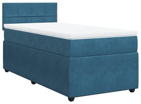 Giroletto a molle con materasso blu 100x200 cm in velluto