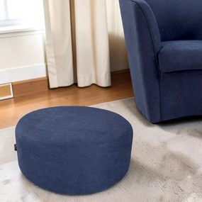 Pouf Tondo Dante L70 cm in Tessuto Antimacchia BLU