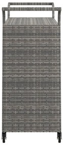 Carrello da bar con cassetto grigio 100x45x97 cm in polyrattan