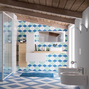 Coppia sanitari sospesi scarico a parete flo50 bianco lucido WC: P 55 x L 38 x H 56 cm, bidet: P 60 x L 38.5 x H 24 cm