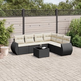 Set divani da giardino con cuscini 7pz nero polyrattan