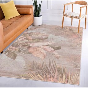 Passatoia beige lavabile 80x200 cm Dusty Leaves – Mila Home