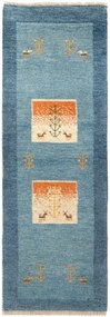 Gabbeh Tappeto 50x150 Blu (Iran) Annodato A Mano