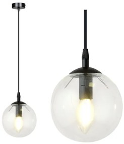 Lampadario a sospensione con filo COSMO 1xE14/10W/230V diametro 14 cm nero/limpido