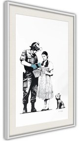 Poster  Banksy: Stop and Search  Cornice Quadri Cornice d'oro con passe-partout, Larghezza x Altezza Home decor 20x30