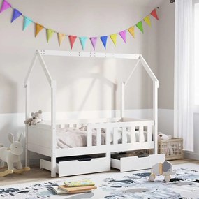 Giroletto Bambini Con Cassetti 70x140 Cm Legno Massello Di Pino /
