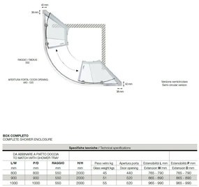 Box Doccia Semicircolare 6mm Scorrevole Anticalcare H200 FS40