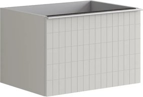 Mobile da bagno sospeso sotto lavabo Pixel grid 2 cassetti L 60 x H 40 x P 45.5 cm Beige Greige laccato opaco, con maniglia alluminio brillante