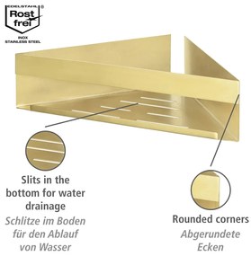 Mensola angolare autoportante per bagno in acciaio inox colore oro Genova Matt - Wenko