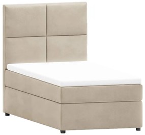 Letto singolo imbottito con contenitore beige con materasso e topper inclusi 100x200 cm Lena – Ropez