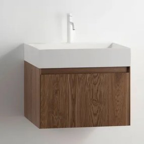 Set Mobili Da Bagno In Legno Aldeia Con Lavabo Integrato Legno Scuro & Senza Specchio & Bianco ↑20 Cm - Sklum