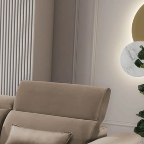 Divano angolare marrone chiaro allungabile/con contenitore (con penisola a sinistra/con chaise lounge) e rivestimento in velluto Foble – ELTAP