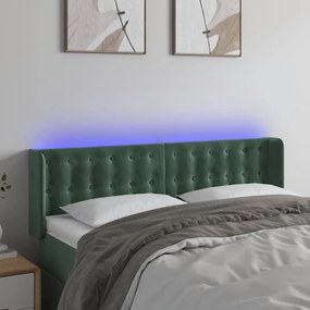 Testiera A Led Verde Scuro 147x16x78/88 Cm İn Velluto /