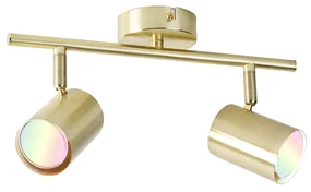 Faretto da soffitto intelligente in ottone orientabile incl. 2 GU10 Wifi - Jeana