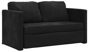 Divano letto da terra 2 in 1 nero 122x204x55 cm velluto