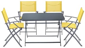 Set tavolo e sedie Emys NATERIAL in acciaio giallo per 4 persone