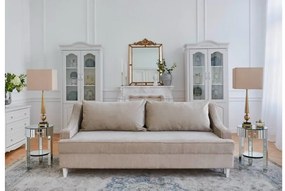 Shabby Chic divano estraibile color champagne in morbida ciniglia - Arrediorg