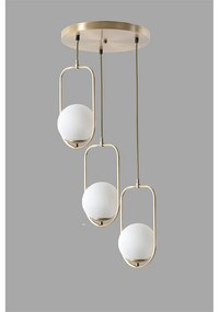 Lampadario bianco/dorato con paralume in vetro ø 30 cm Ahu – Opviq lights