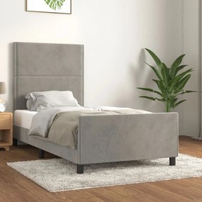 Giroletto Senza Materasso Grigio Chiaro 90x200 Cm Velluto /
