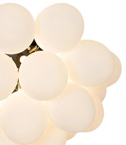 Lampada da soffitto art deco nera con vetro opalino a 6 luci - Uvas