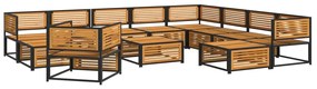 Set divano da giardino 12 pz con cuscini legno massello acacia