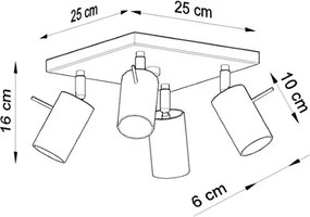 Plafoniera da Soffitto 4xGU10 RING 4 Orientabile in Acciaio