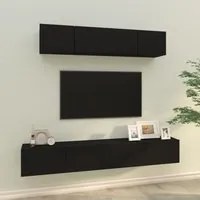 Set Mobili Porta TV 4 pz Nero in Legno Multistrato cod mxl 6805