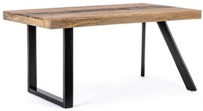 Tavolo MANCHESTER in legno di mango e gambe in acciaio nero, 160×90 cm