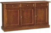 Madia credenza arte povera in legno 3 porte tinta noce 156x42x85